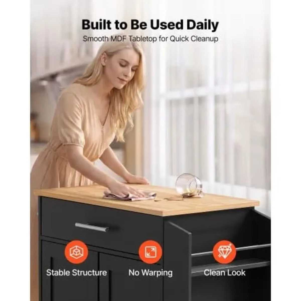 Kitchen Island Cart with Storage, 795 mm Wide Mobi - Image 3