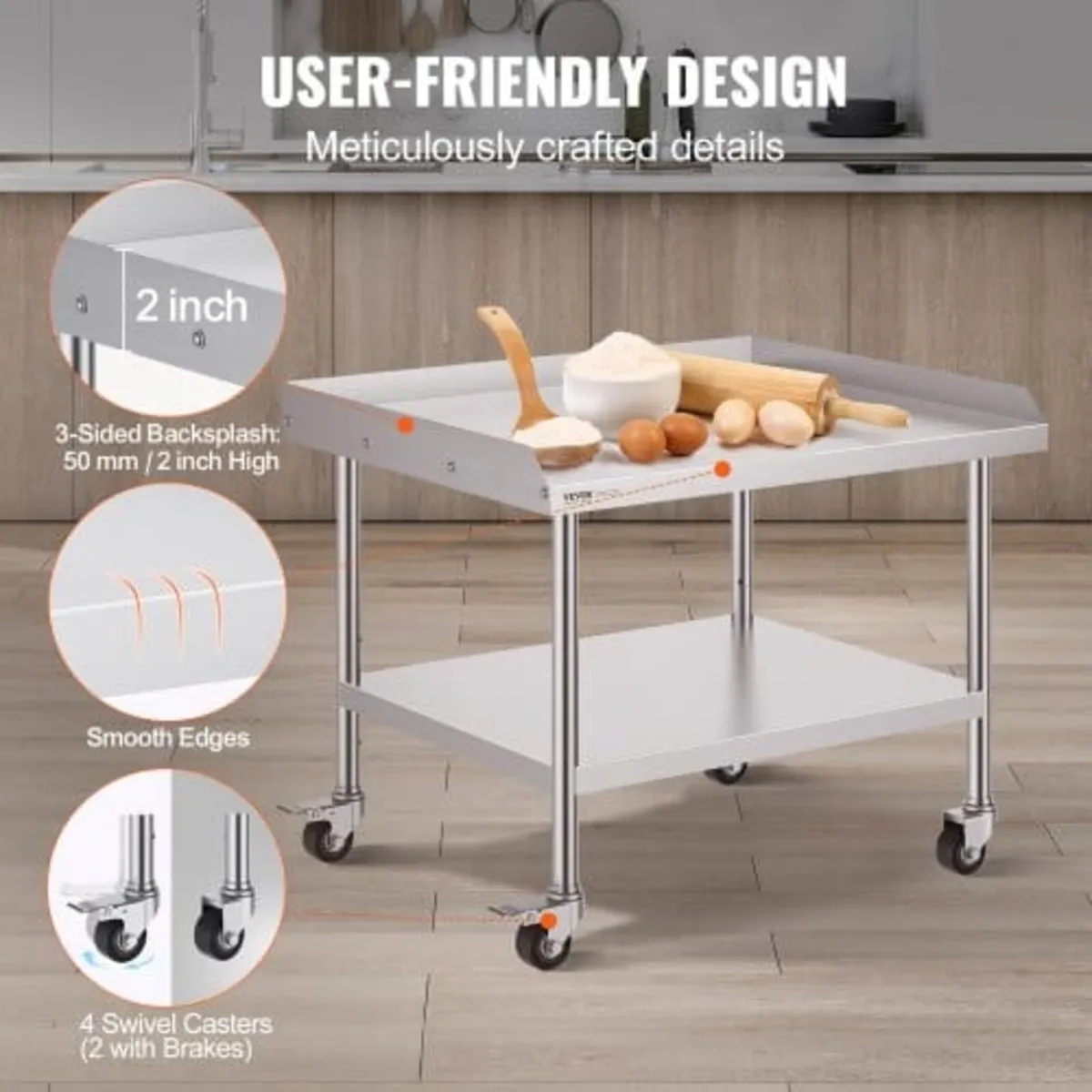 Stainless Steel Work Table 76.2x91.4 cm Commercial - Image 4
