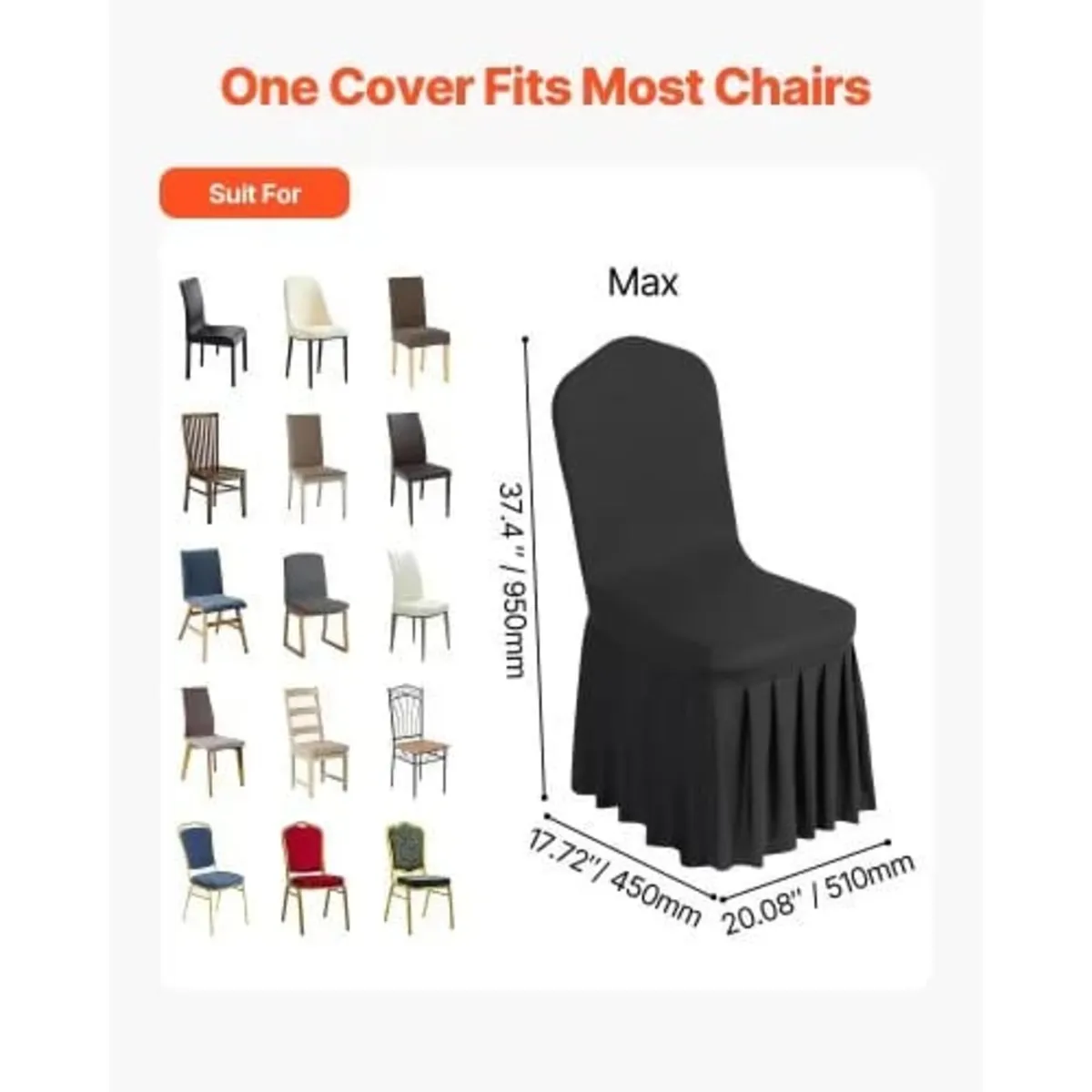 30 Pcs Black Chair Covers, Polyester Spandex Chair - Image 3