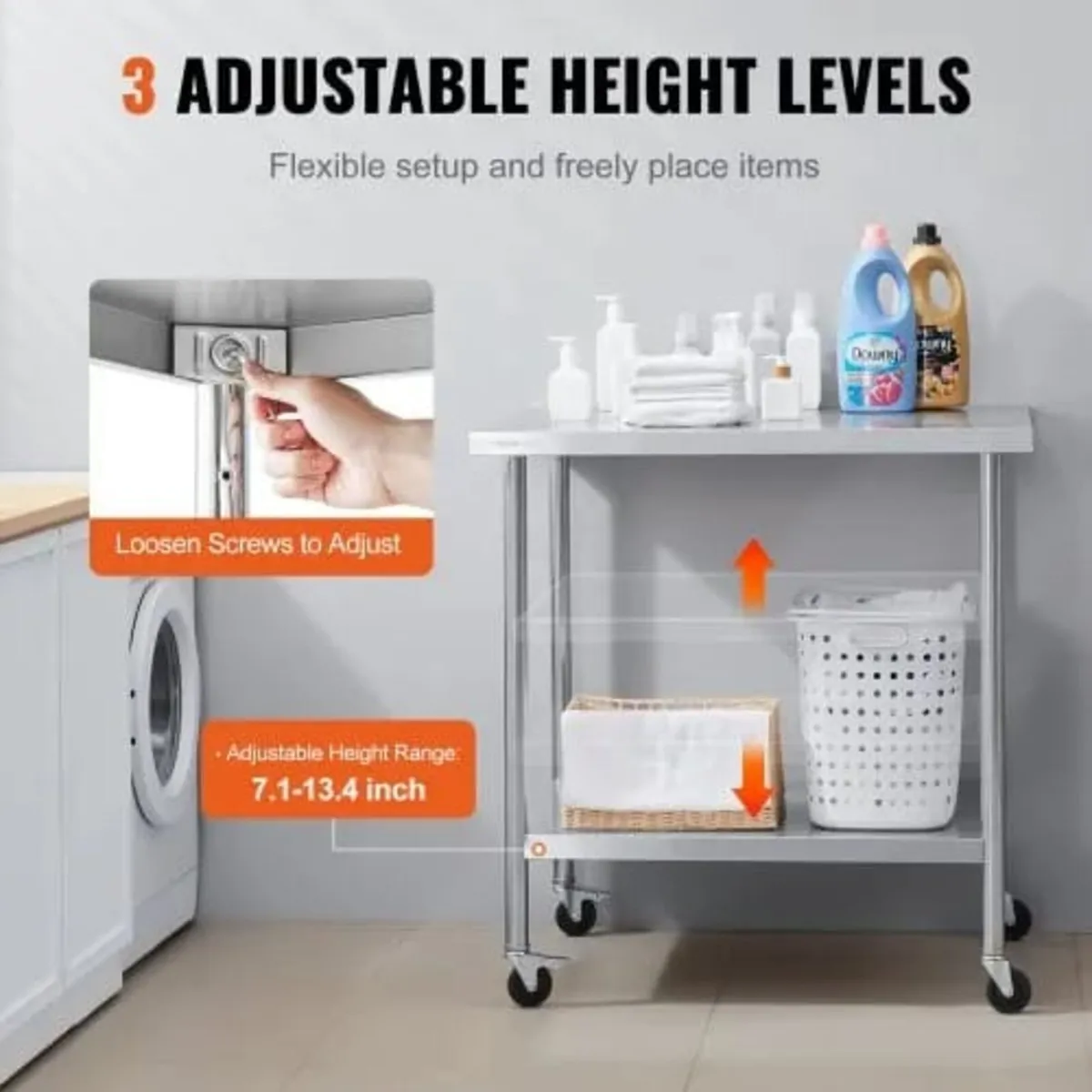 Stainless Steel Work Table 24 x 36 x 38 Inch, with - Image 3