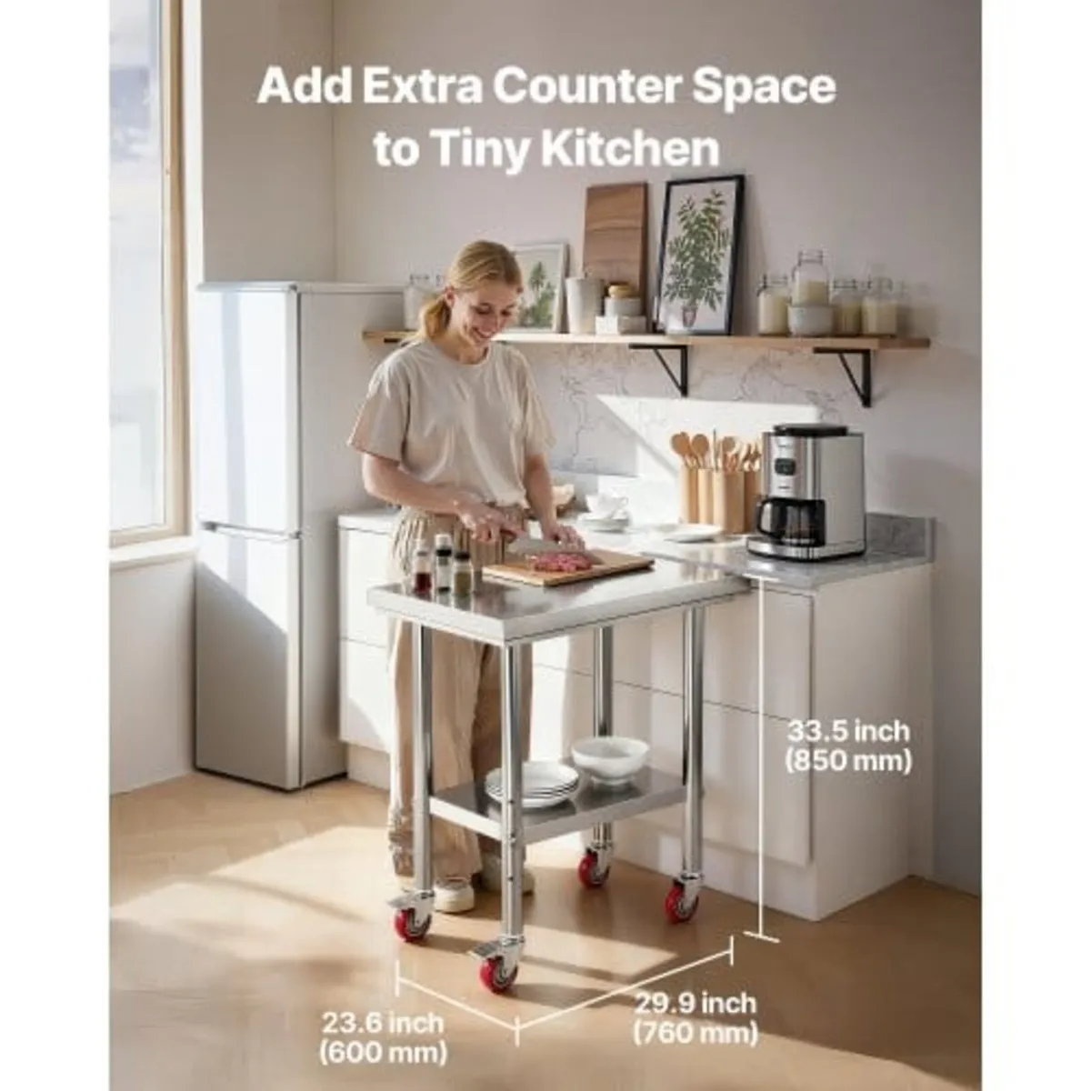Stainless Steel Table, 60 x 76 cm Food Prep Workta - Image 3