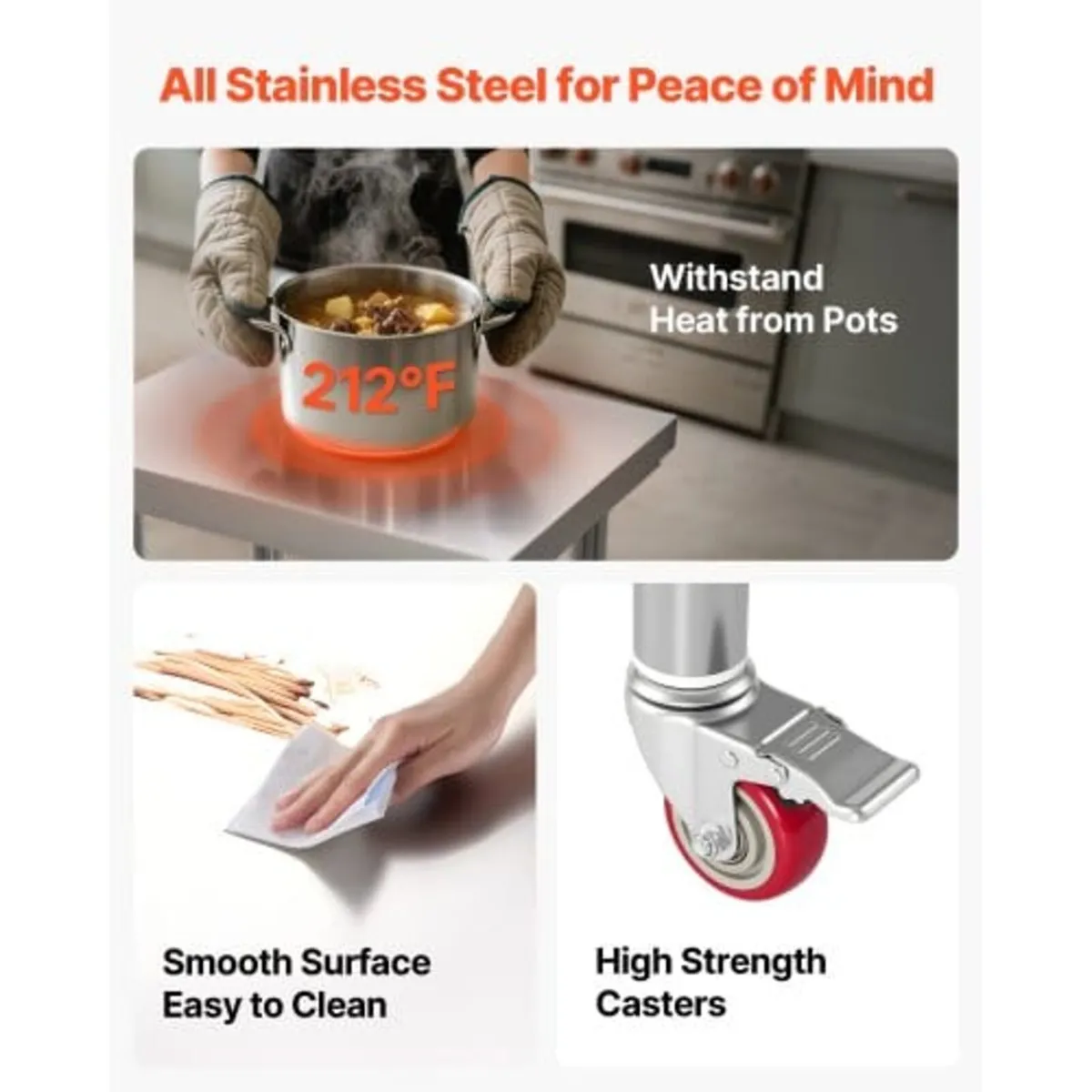 Stainless Steel Table, 61 x 45 cm Food Prep Workta - Image 2