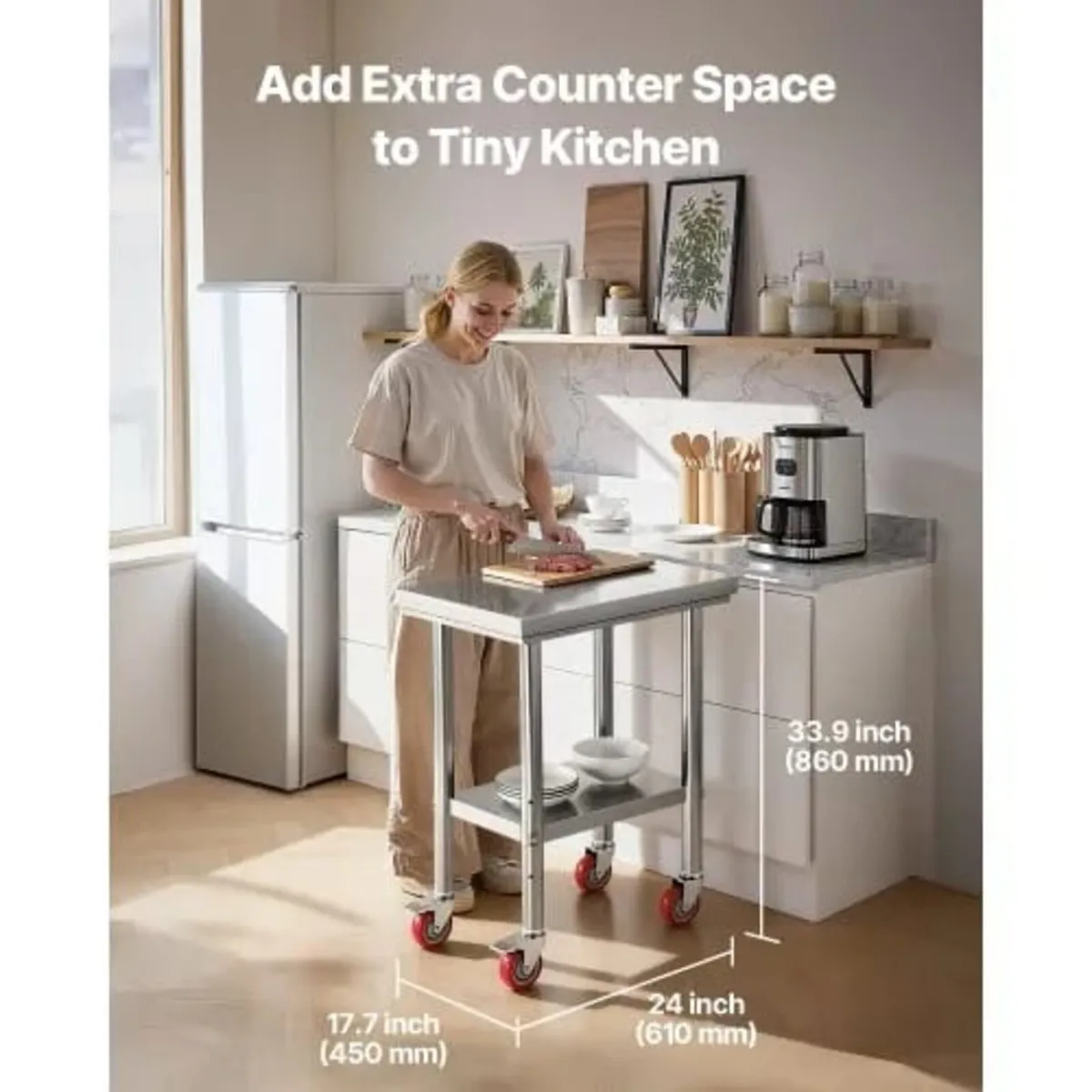 Stainless Steel Table, 61 x 45 cm Food Prep Workta - Image 4