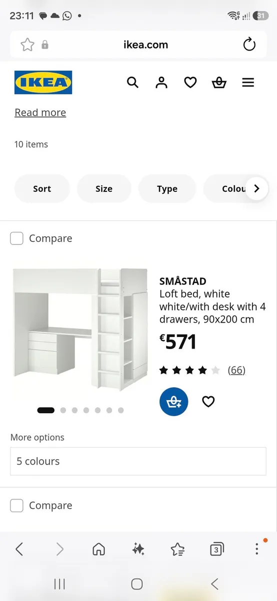 Loft bed with Desk Ikea - Image 4