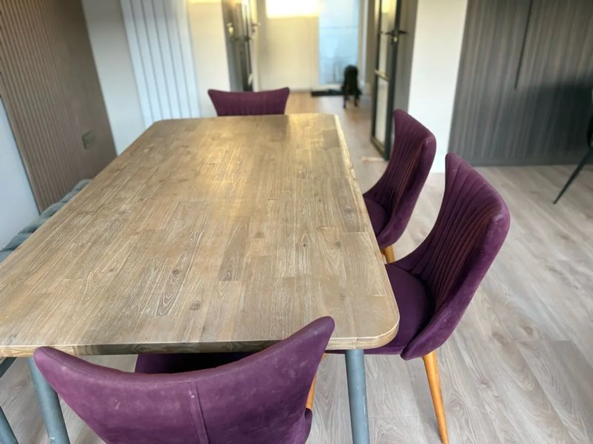 Walnut table chairs and bench (from EZ Furniture) for  sale - Image 2