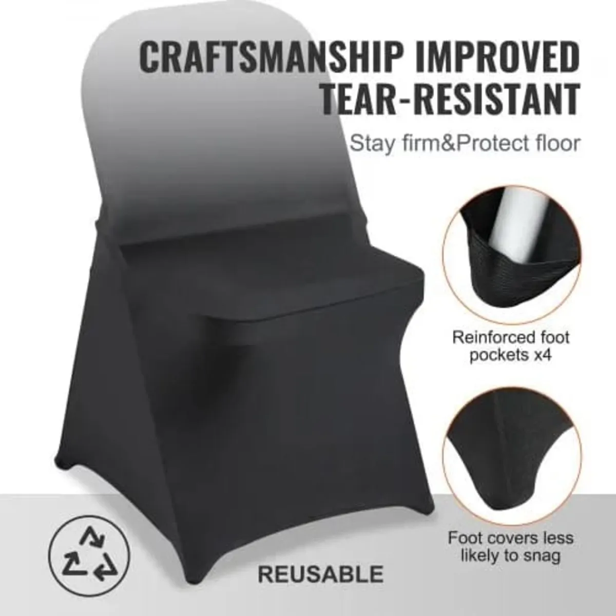 Stretch Spandex Folding Chair Covers, Universal Fi - Image 3