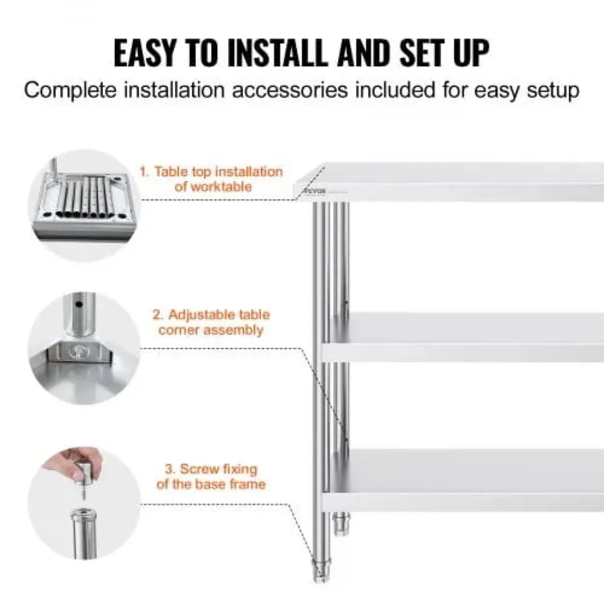 Stainless Steel Food Prep Table Commercial Kitchen - Image 4