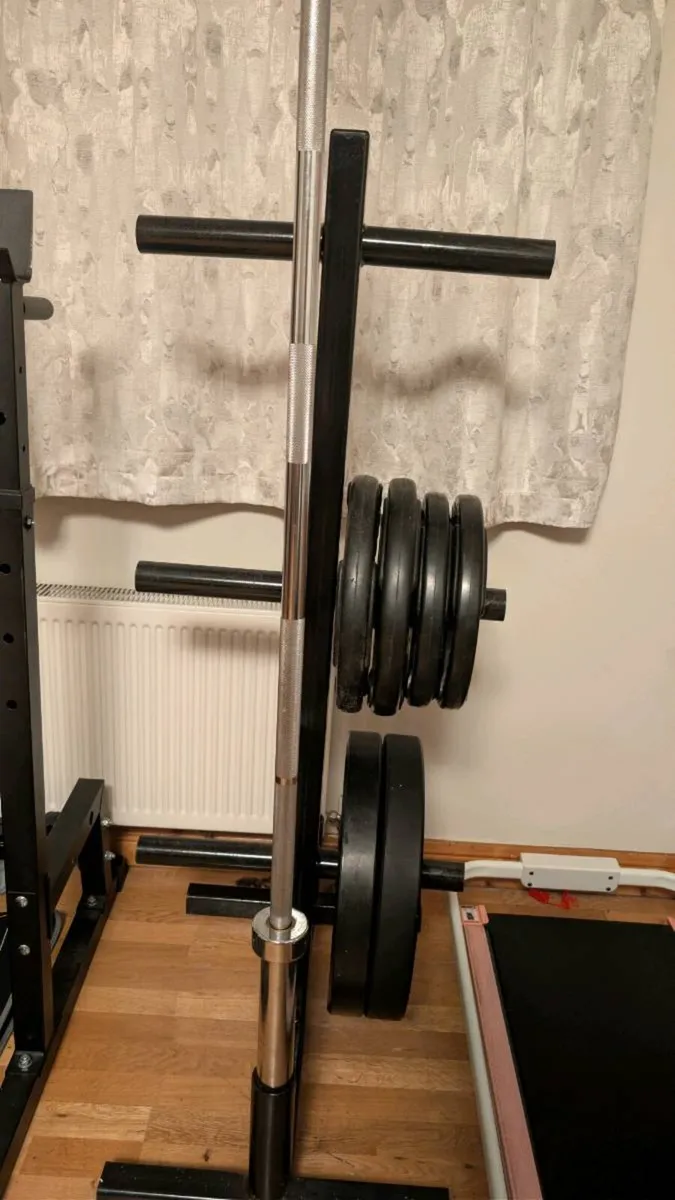 Barbell and weights with the stand - Image 1