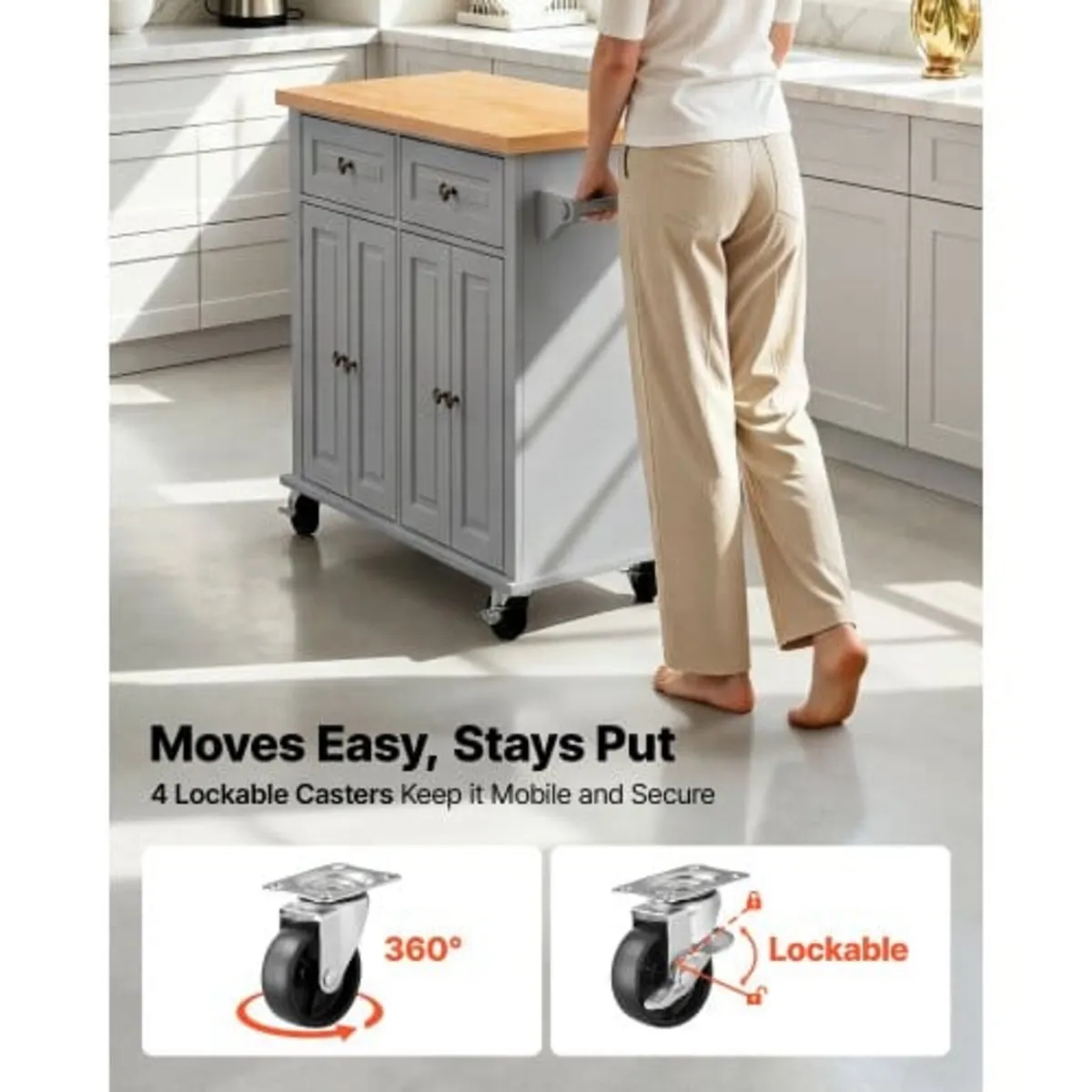 Kitchen Island Cart with Storage, 1110 mm Wide Mob - Image 3