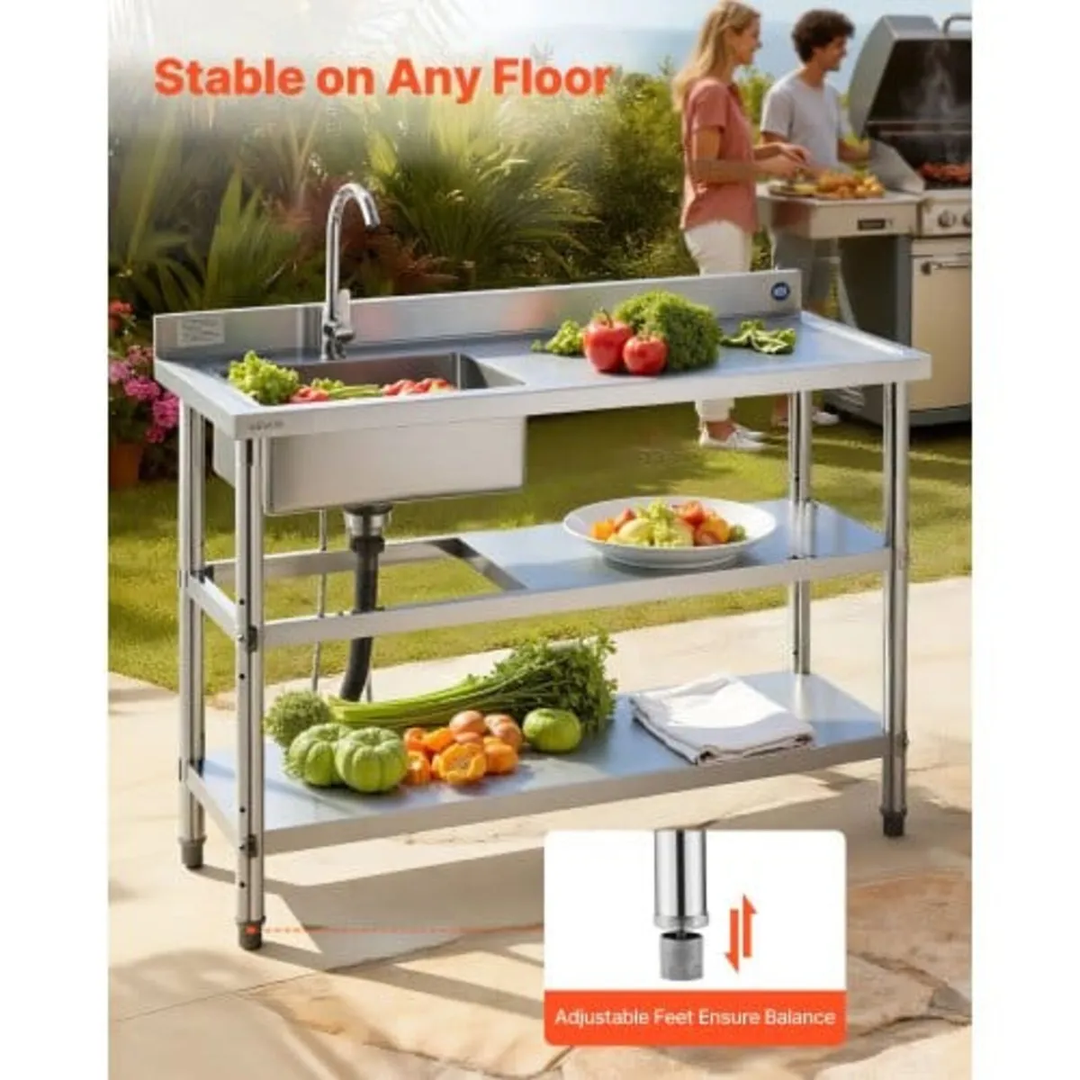 Stainless Steel Utility Sink, Free Standing Single - Image 4
