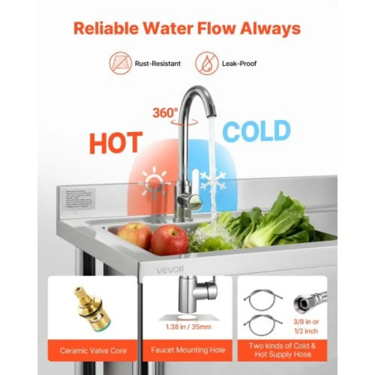 Stainless Steel Utility Sink, Free Standing Single - Image 2