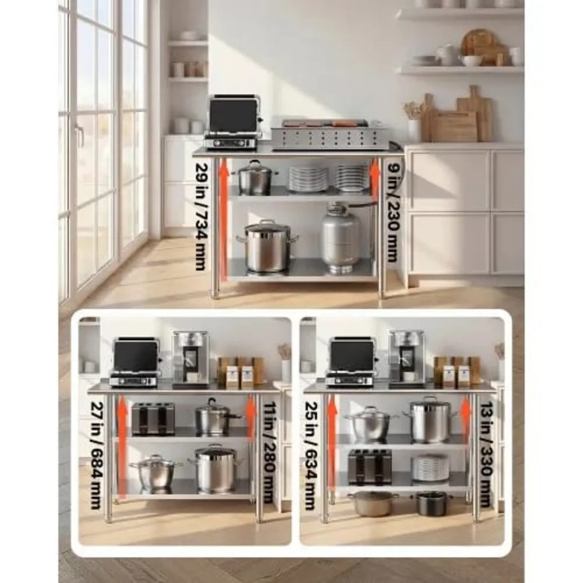 Stainless Steel Work Table, 61x122 cm Food Prep Ta - Image 4