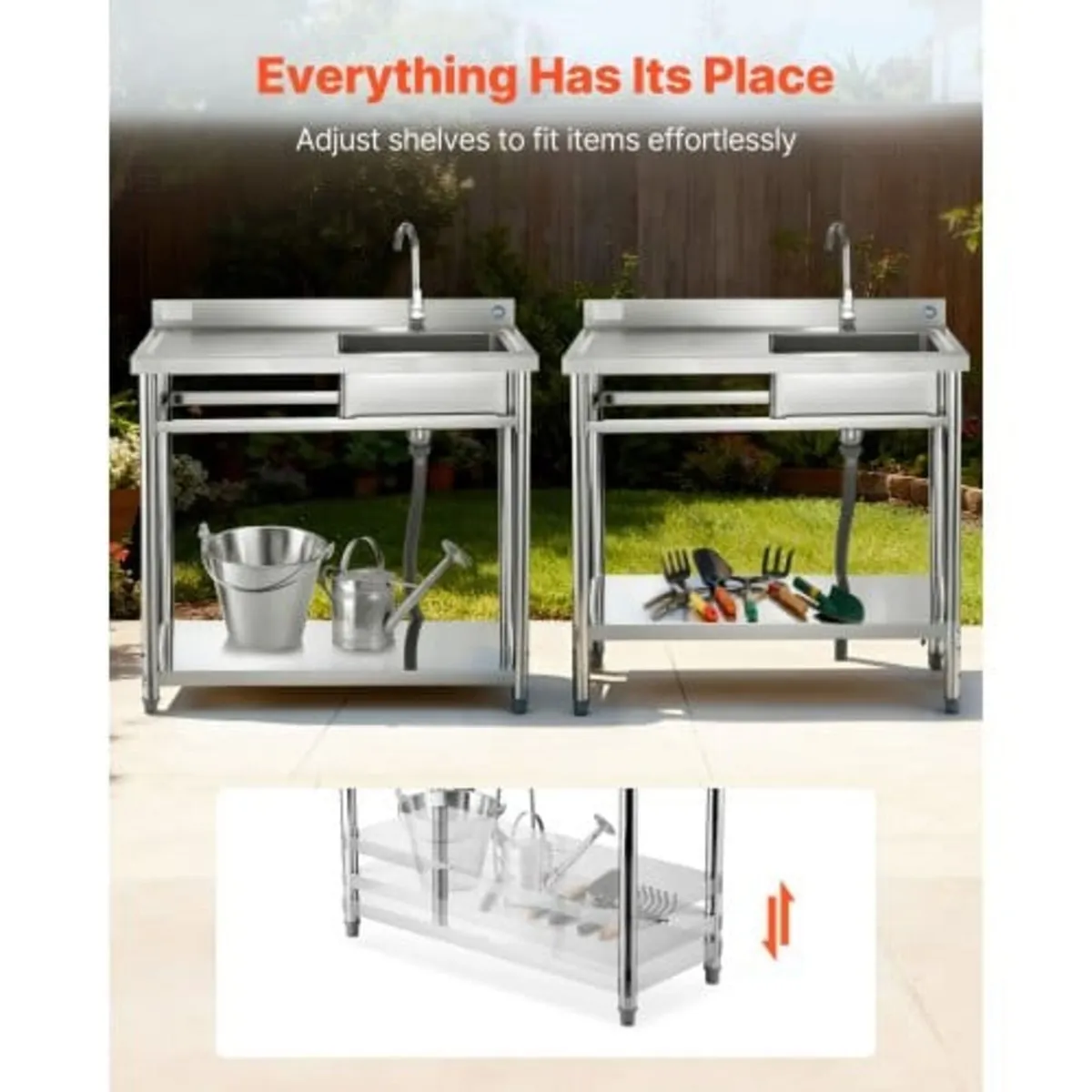 Stainless Steel Utility Sink, Free Standing Single - Image 2