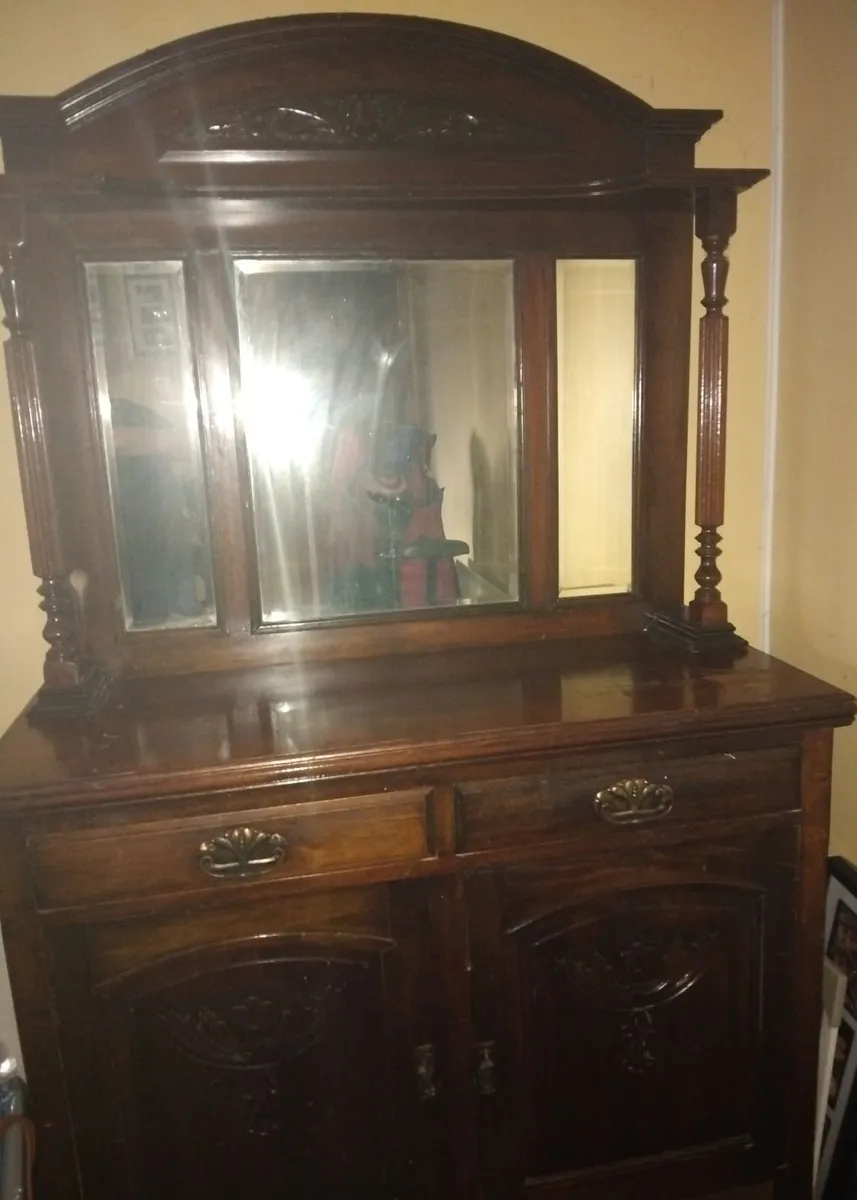 Hall mirror unit with drawers and cupboard - Image 1