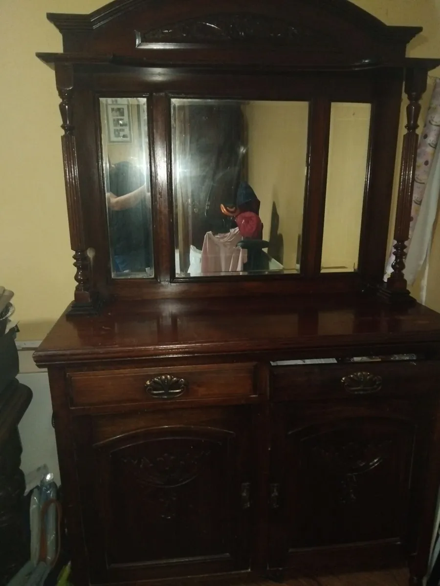 Hall mirror unit with drawers and cupboard - Image 4