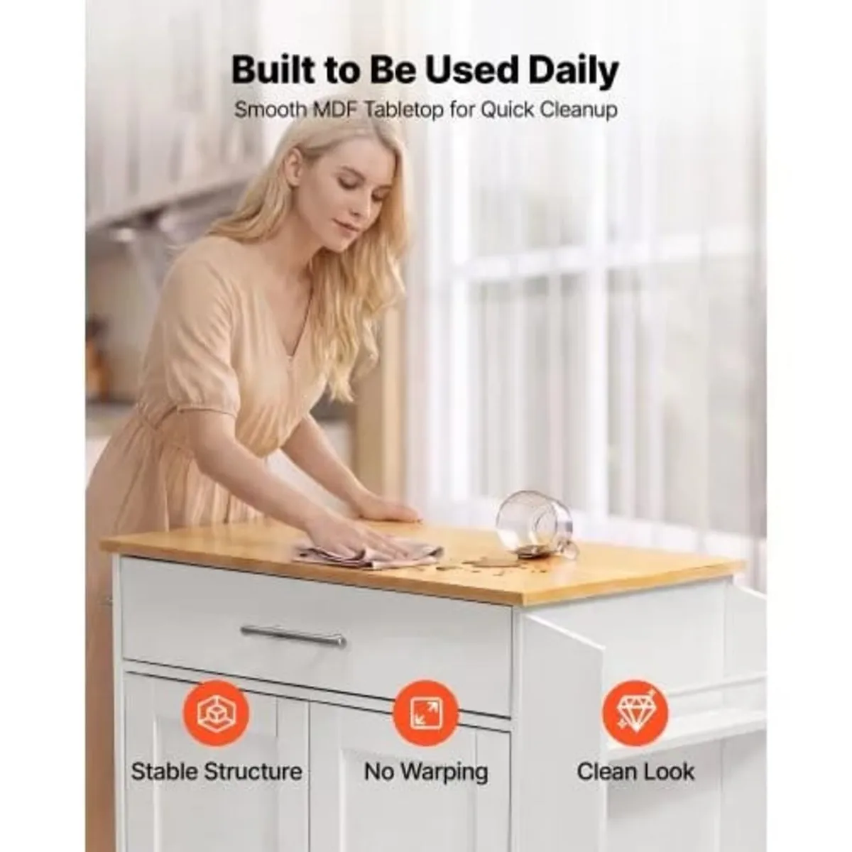 Kitchen Island Cart with Storage, 795 mm Wide Mobi - Image 4