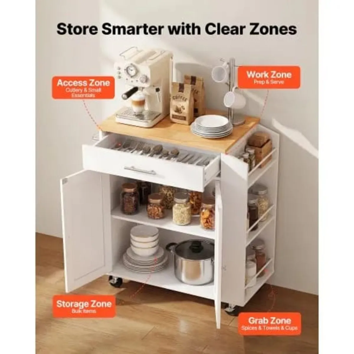 Kitchen Island Cart with Storage, 795 mm Wide Mobi - Image 3