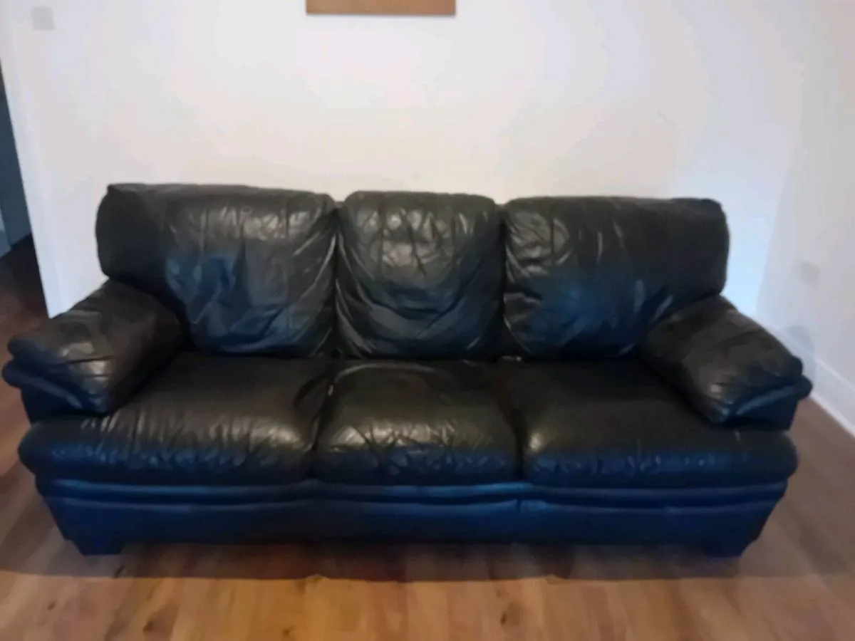 2 and 3 seater leather sofa, double bed frame - Image 2