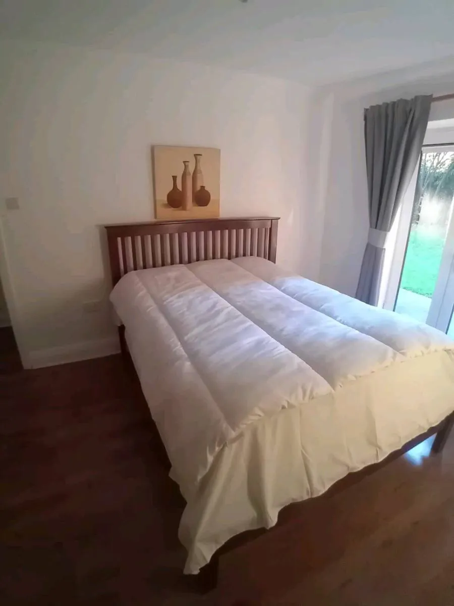 2 and 3 seater leather sofa, double bed frame - Image 3