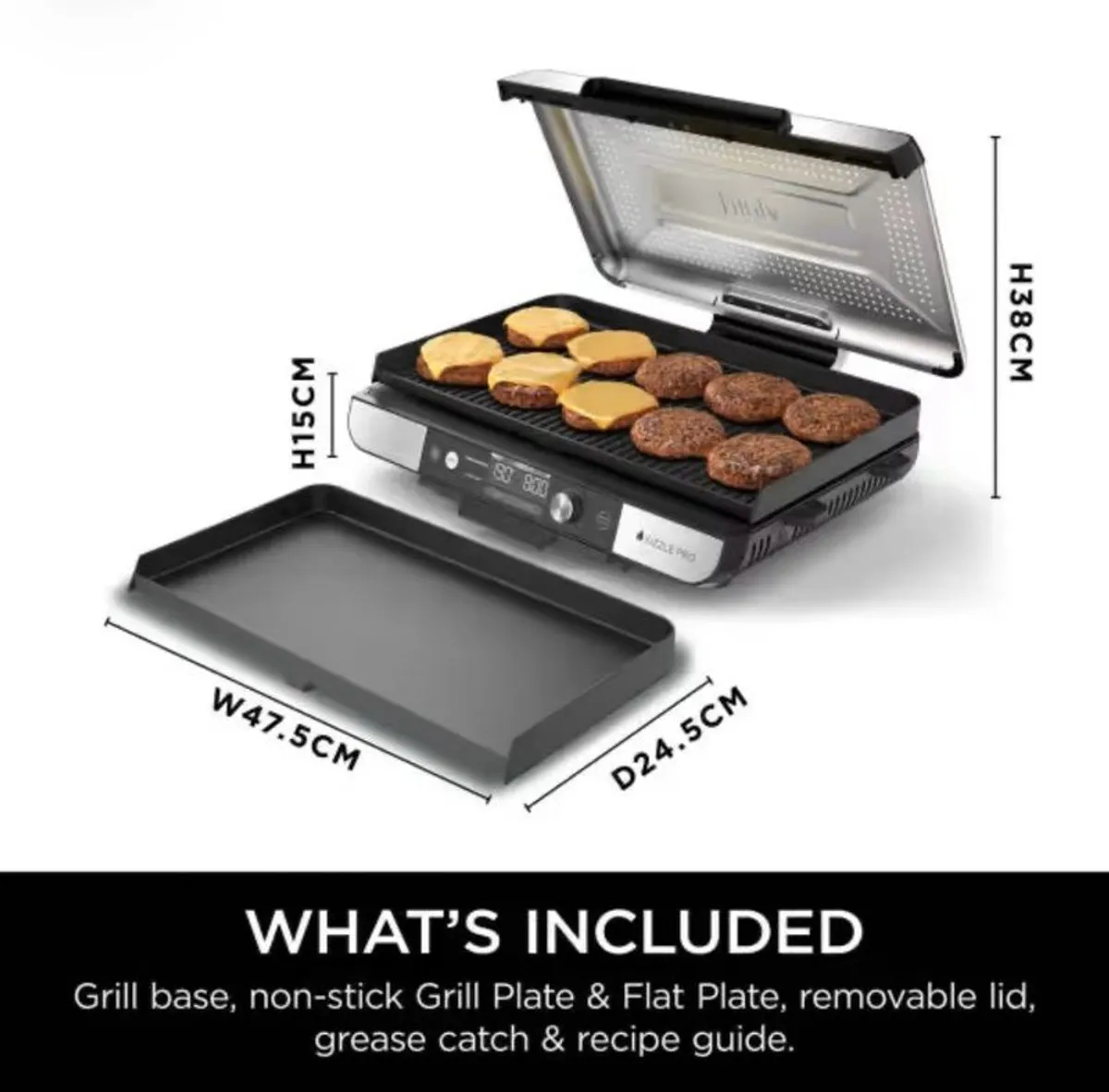 Ninja Sizzle Pro XL Indoor Grill & Flat Plate Used Twice Only - Image 4