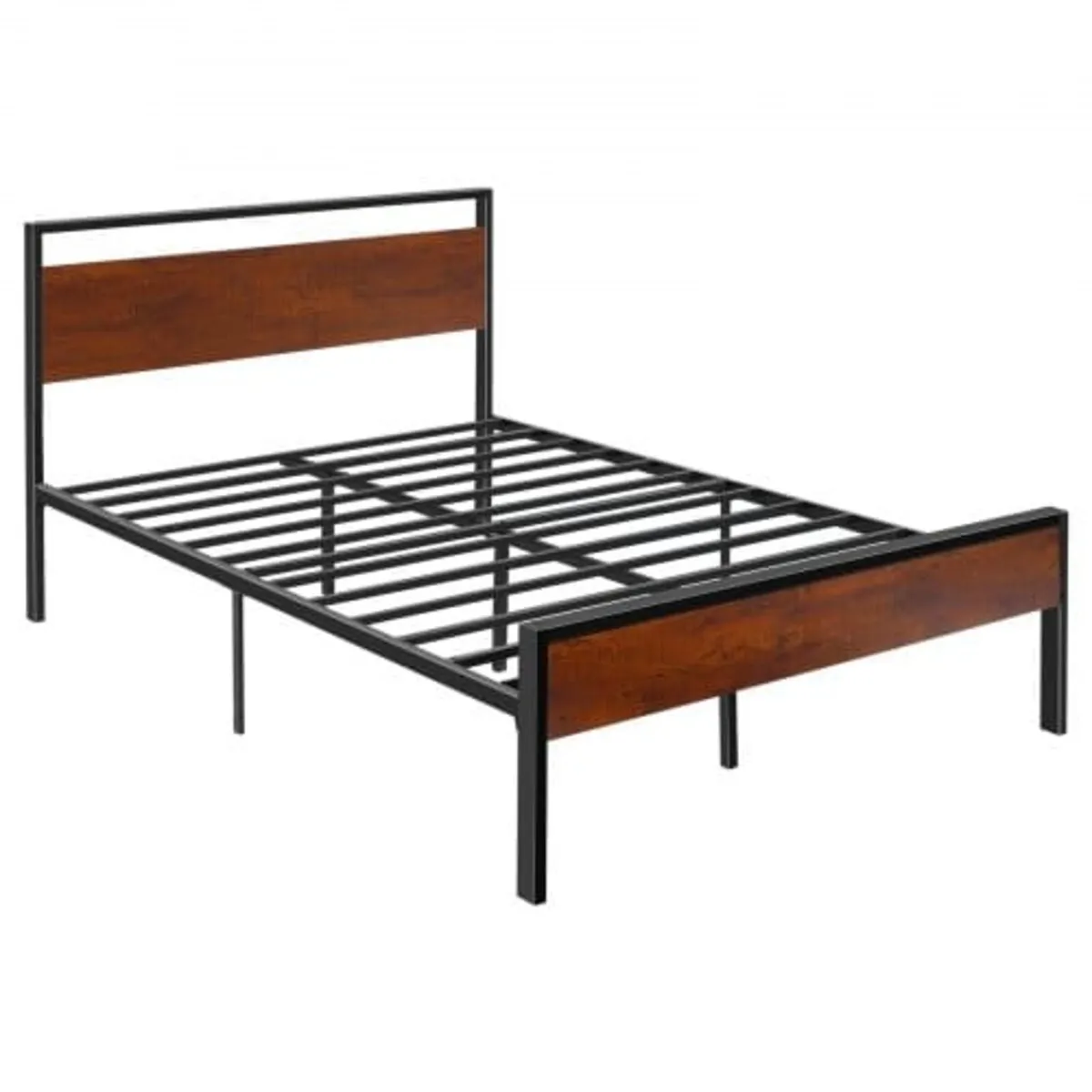 Full Size Bed Frame, 35 cm Black Metal Platform Be - Image 1