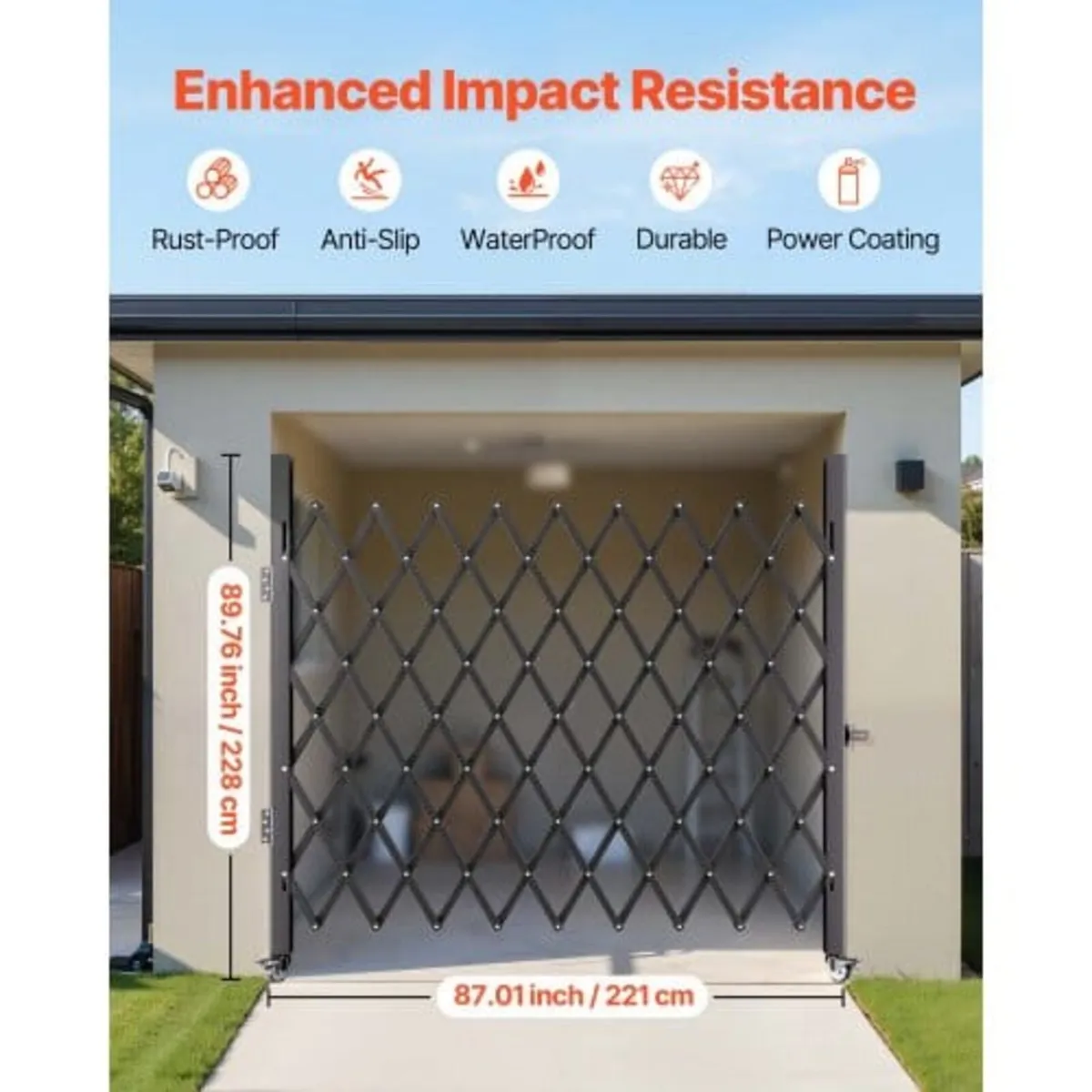 Single Folding Security Gate, 198 cm H x 229 cm W - Image 2
