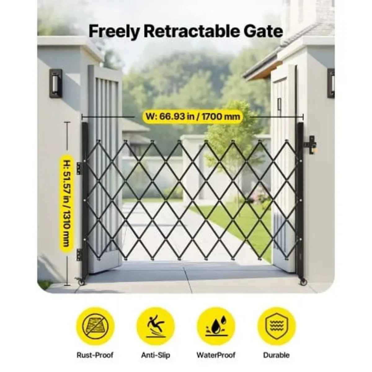 Single Folding Security Gate, Lockable Scissor Gat - Image 3