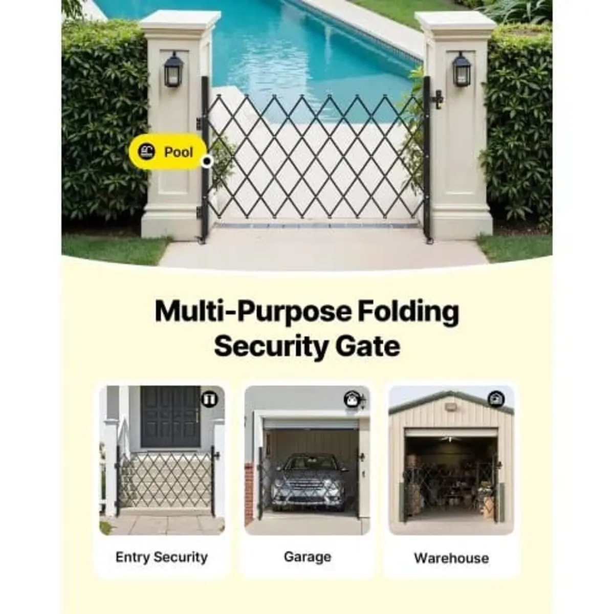 Single Folding Security Gate, Lockable Scissor Gat - Image 4