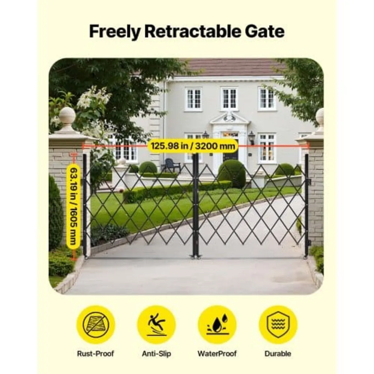 Double Folding Security Gate, Lockable Scissor Gat - Image 3