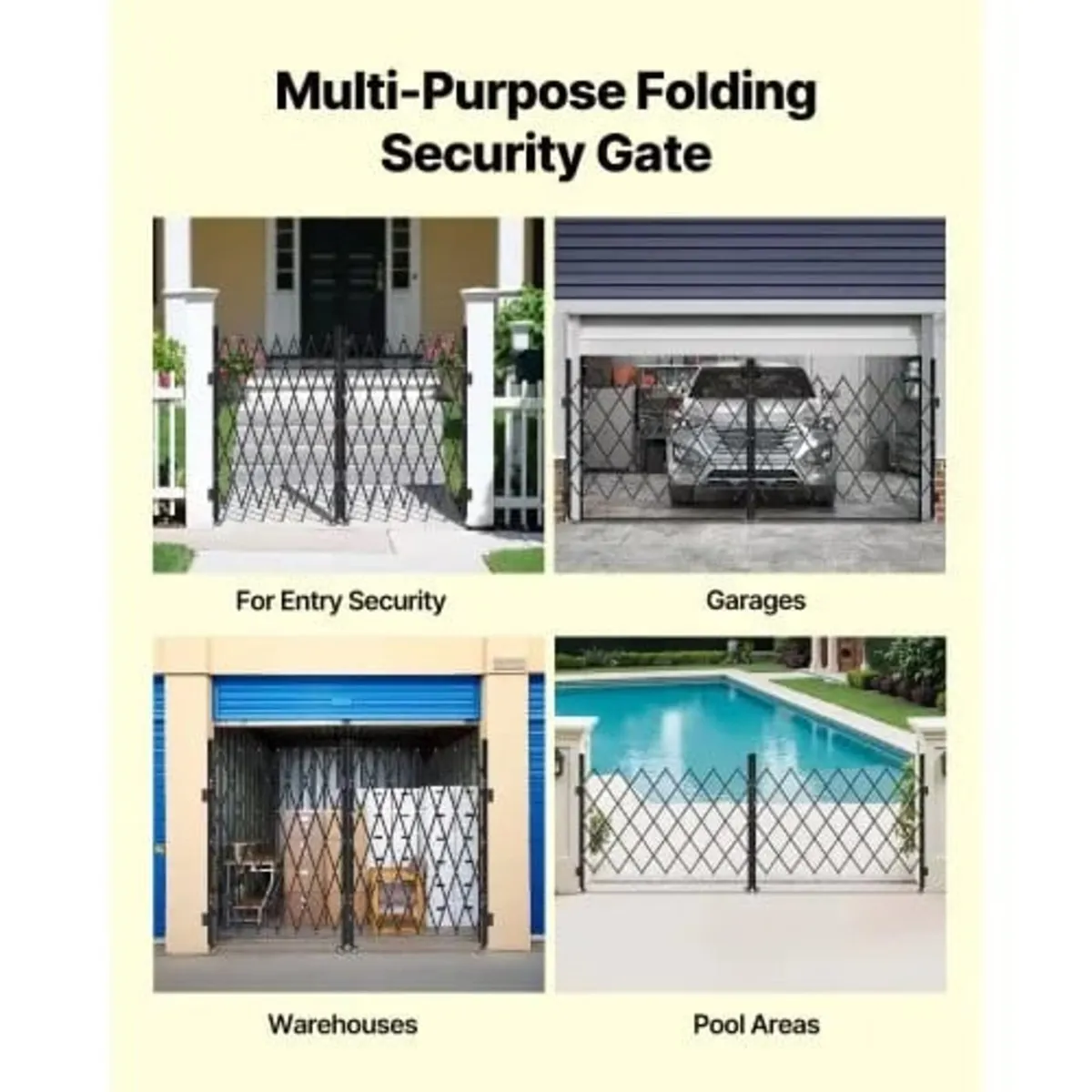 Double Folding Security Gate, Lockable Scissor Gat - Image 3