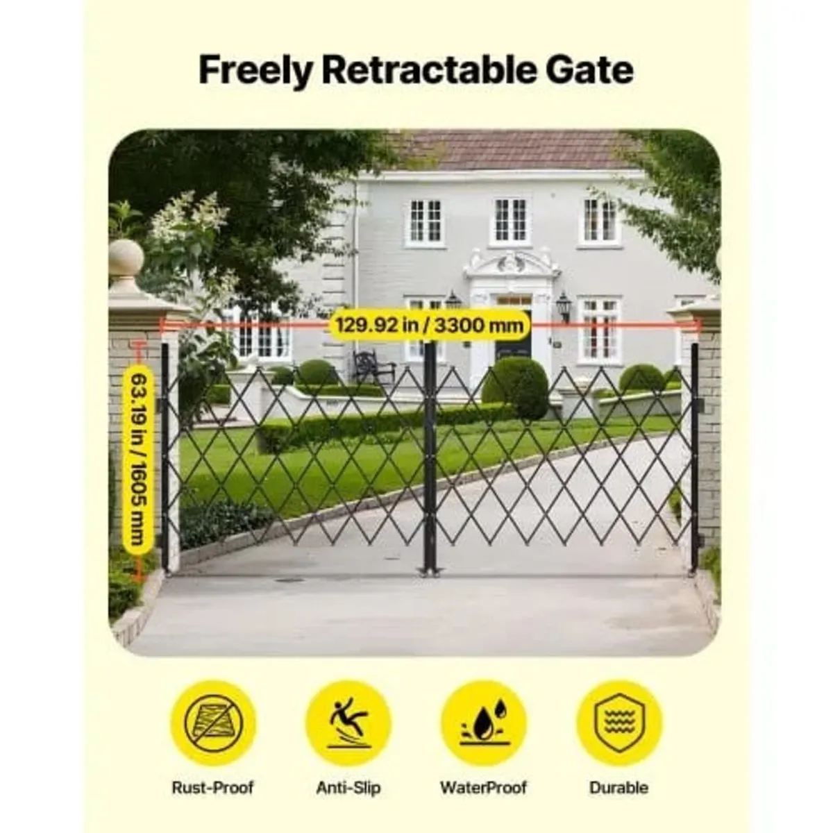 Double Folding Security Gate, Lockable Scissor Gat - Image 2