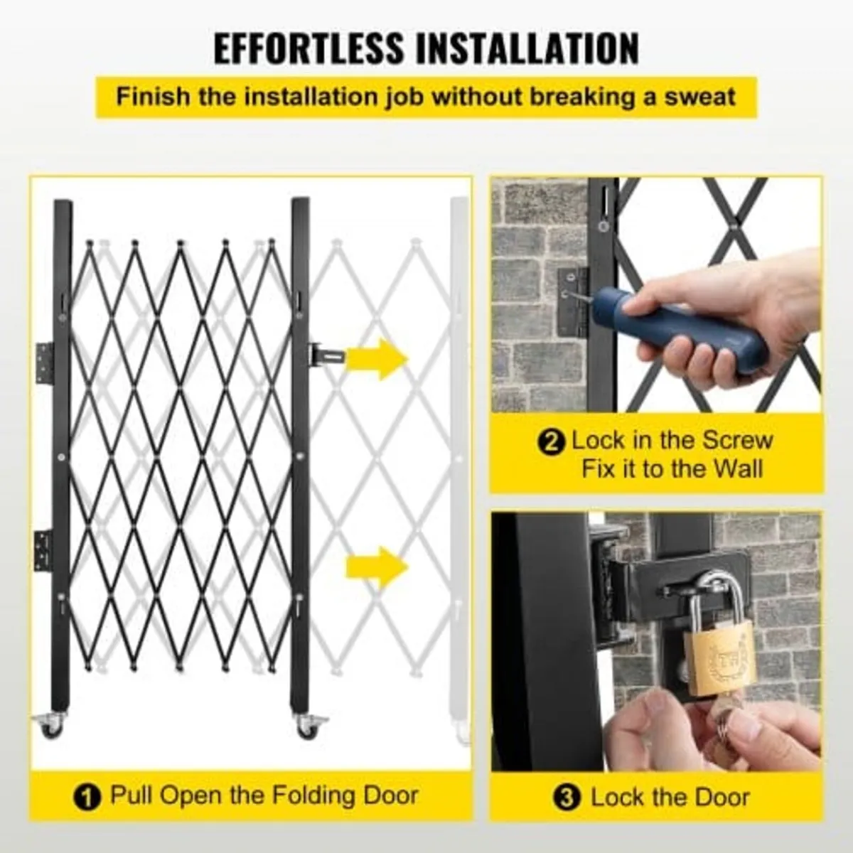 Single Folding Security Gate, 108 × 131 cm(W × H) - Image 3