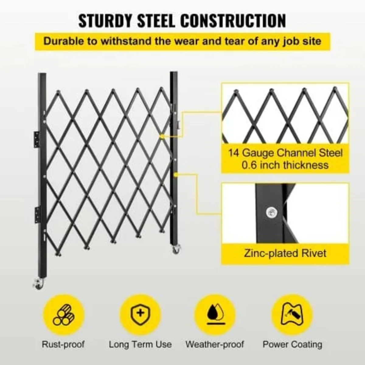 Single Folding Security Gate, 108 × 131 cm(W × H) - Image 4