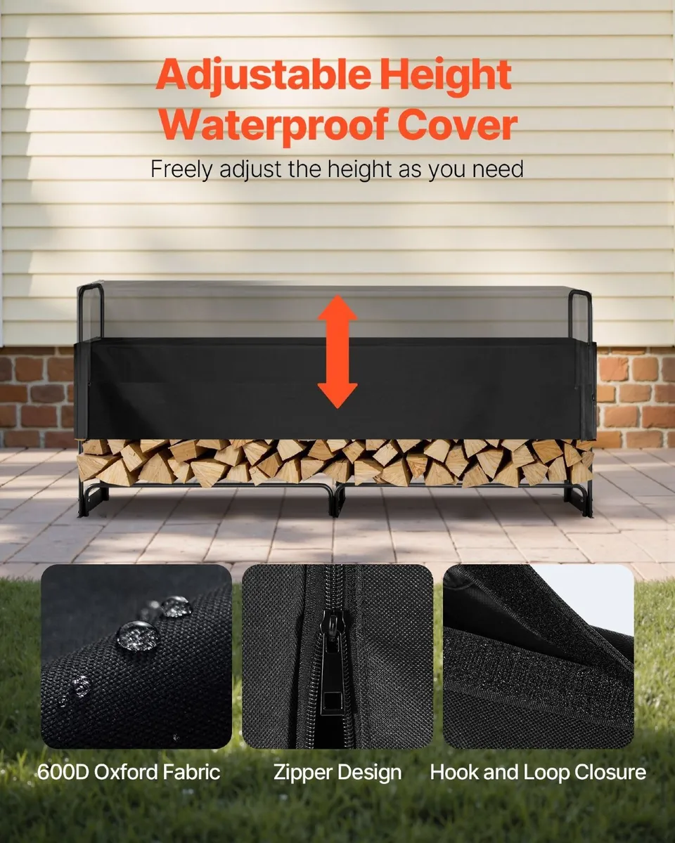 2.4m Firewood Rack with Waterproof Cover - Image 4