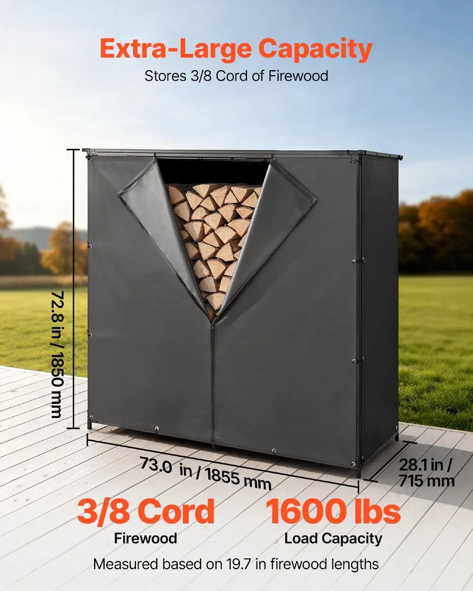 Outdoor Firewood Rack with Waterproof Cover - Image 2