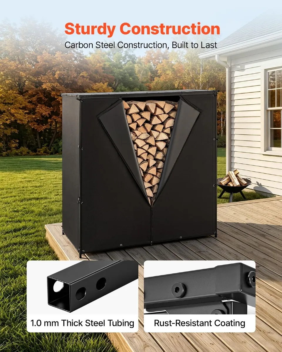 Outdoor Firewood Rack with Waterproof Cover - Image 3