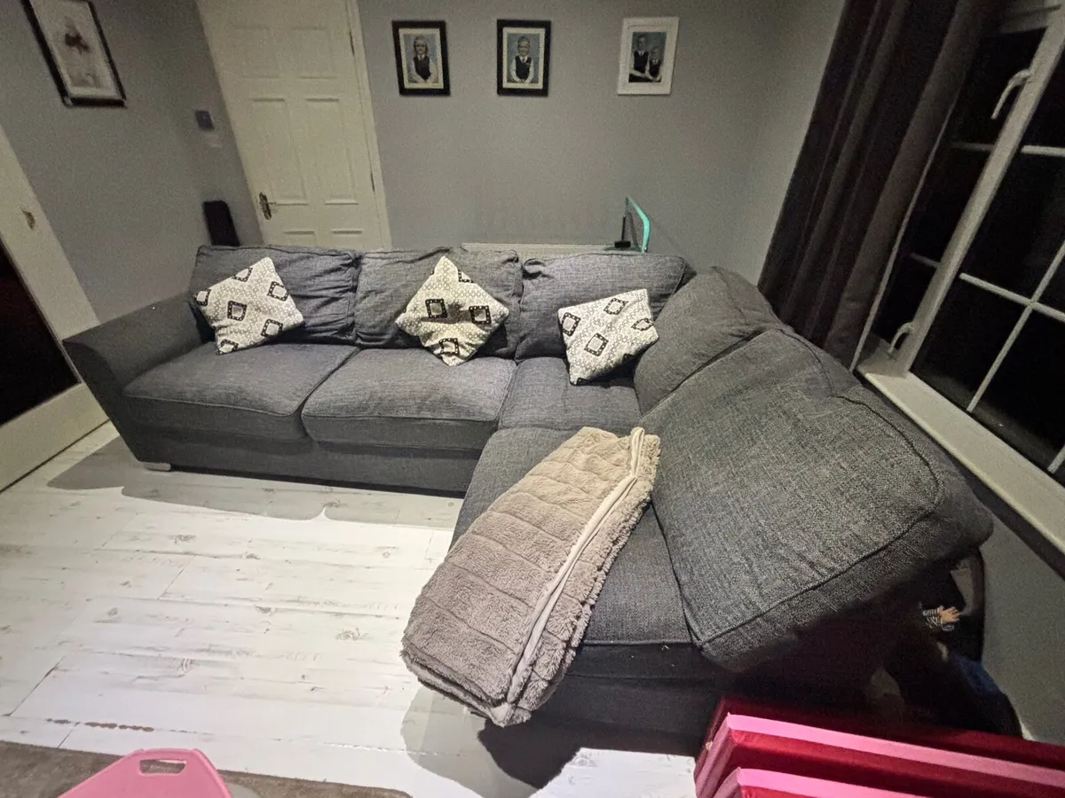 L shape couch with footstool - Image 3