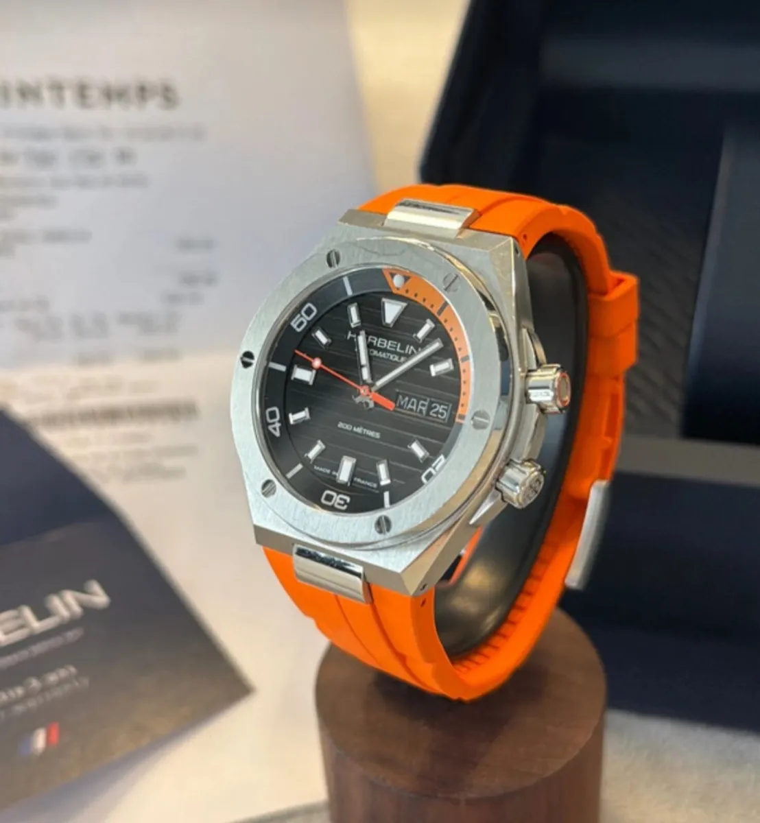 Herbelin Automatic Watch – Orange Strap - Image 1