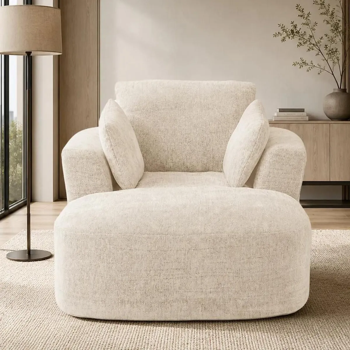 Softy Compressed Indoor Lounge Sofa Chair - Beige - Image 1