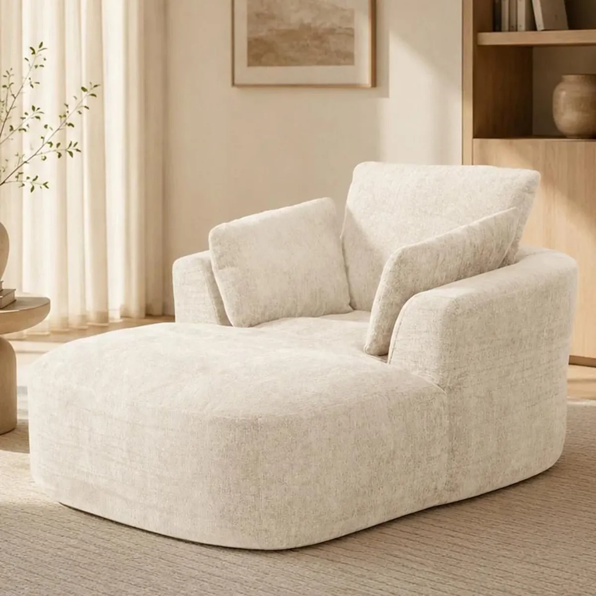 Softy Compressed Indoor Lounge Sofa Chair - Beige - Image 3