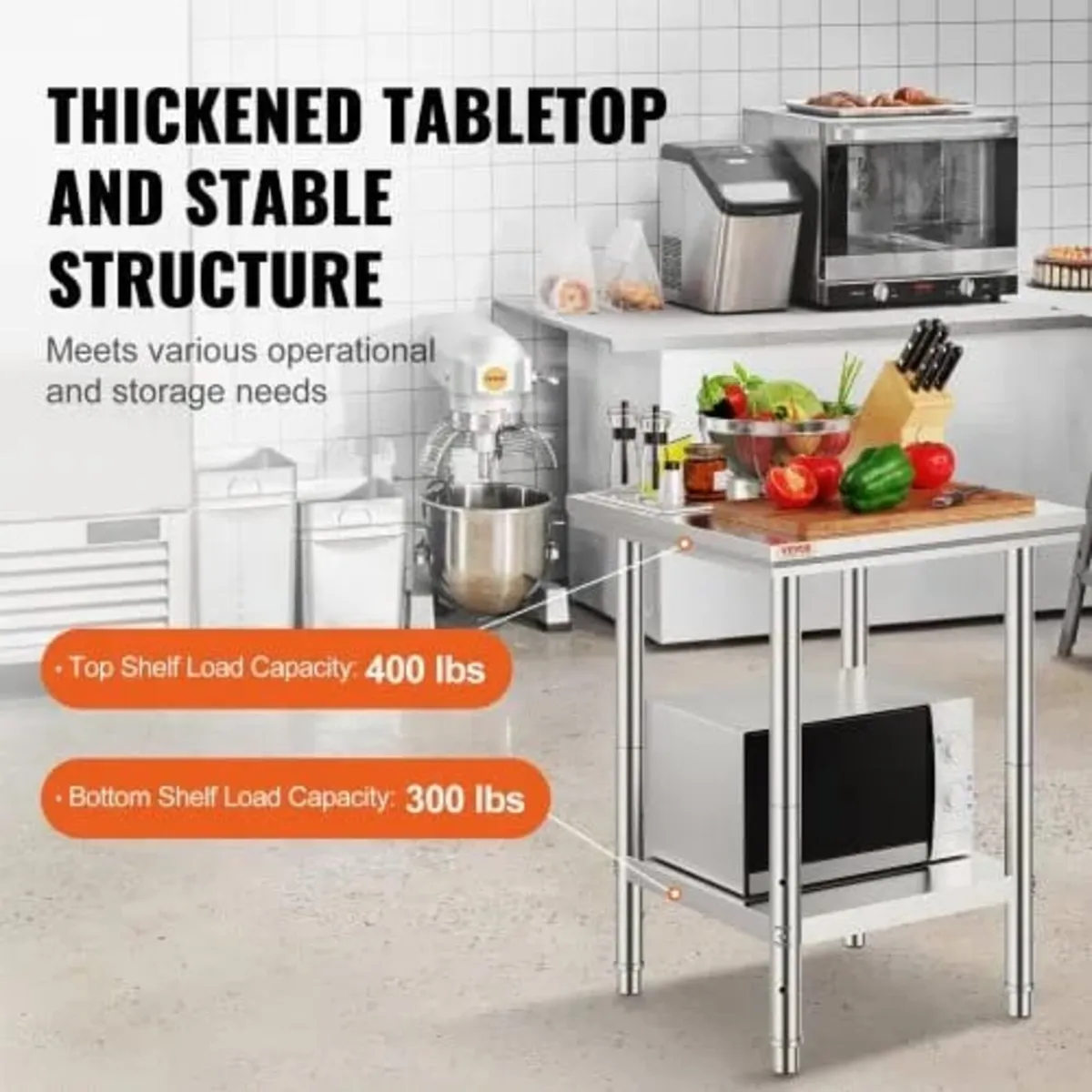 Stainless Steel Prep Table, 24 x 24 x 31 Inch, 700 - Image 2
