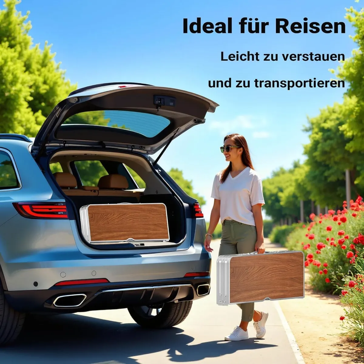 Camping Table Foldable Aluminium with 2 Seats - Image 2