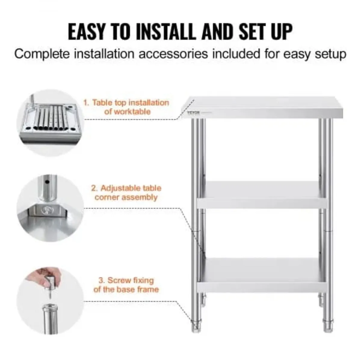 Stainless Steel Food Prep Table Commercial Kitchen - Image 3