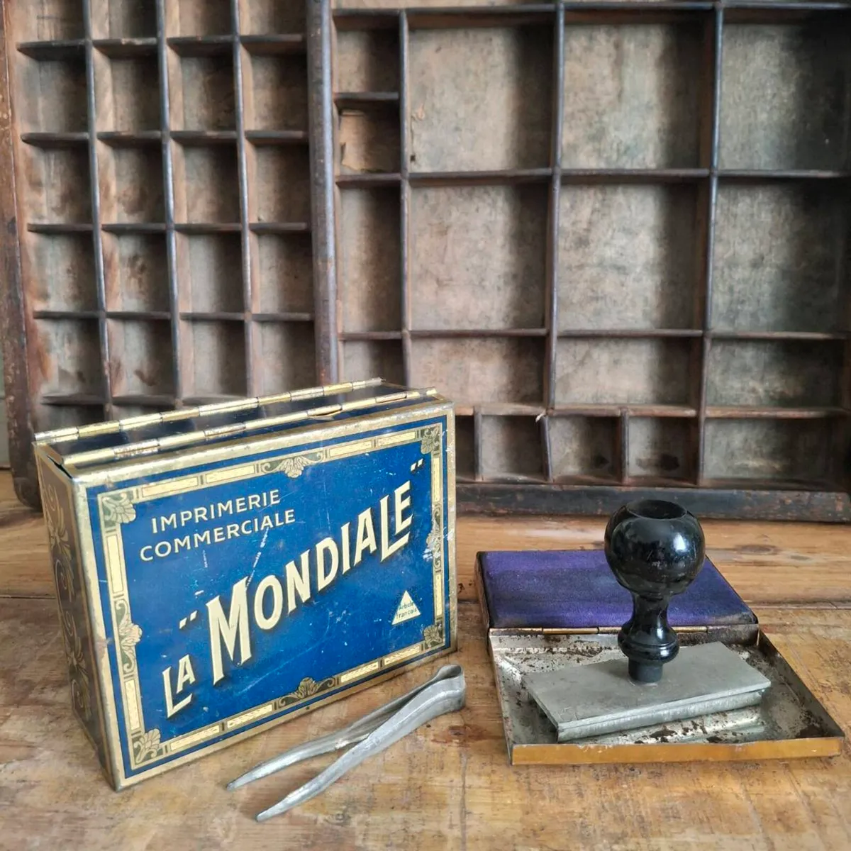 Complete Antique French "La Mondiale" Printing Kit - Image 1
