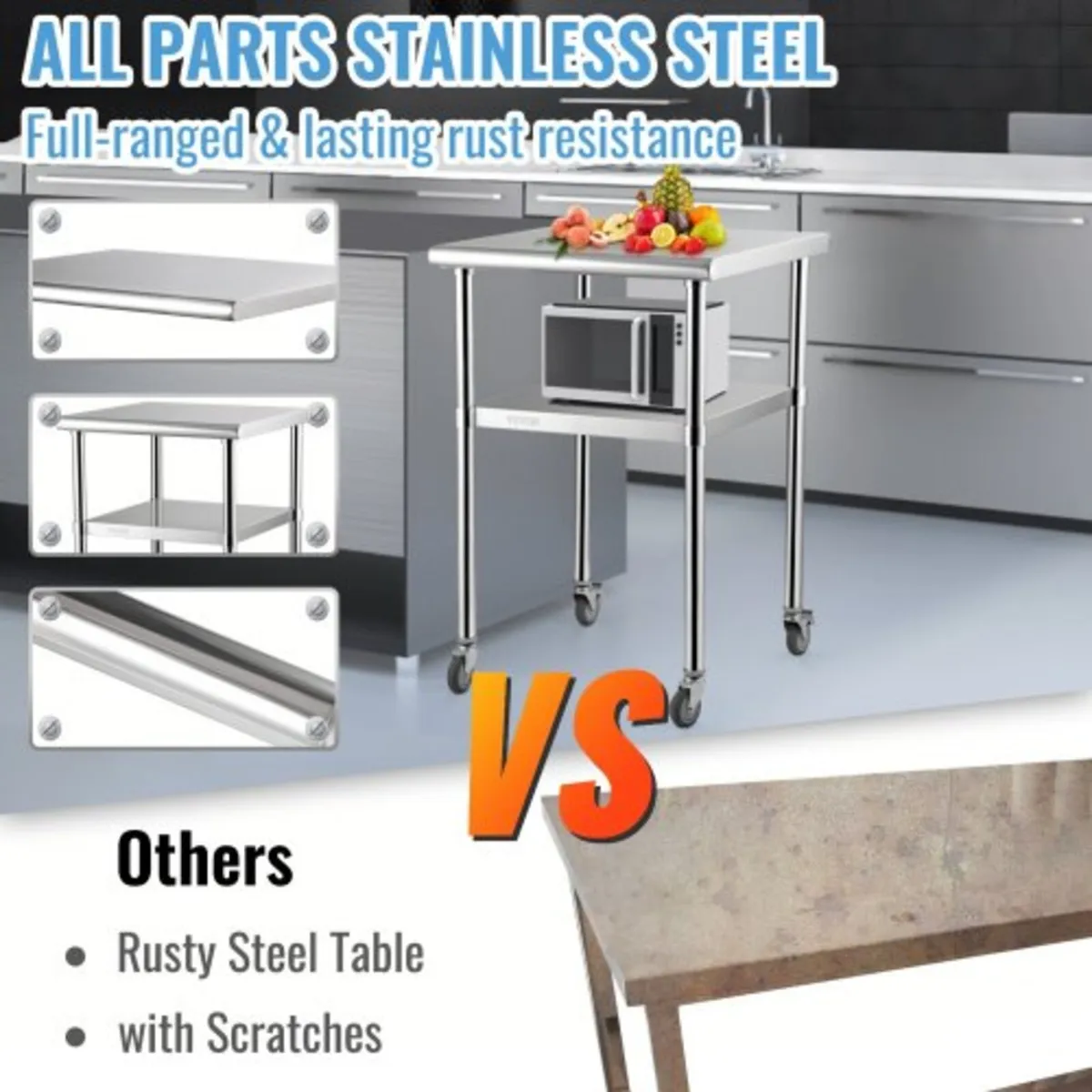 Stainless Steel Prep Table, 61 x 61 x 91 cm, 272 k - Image 2