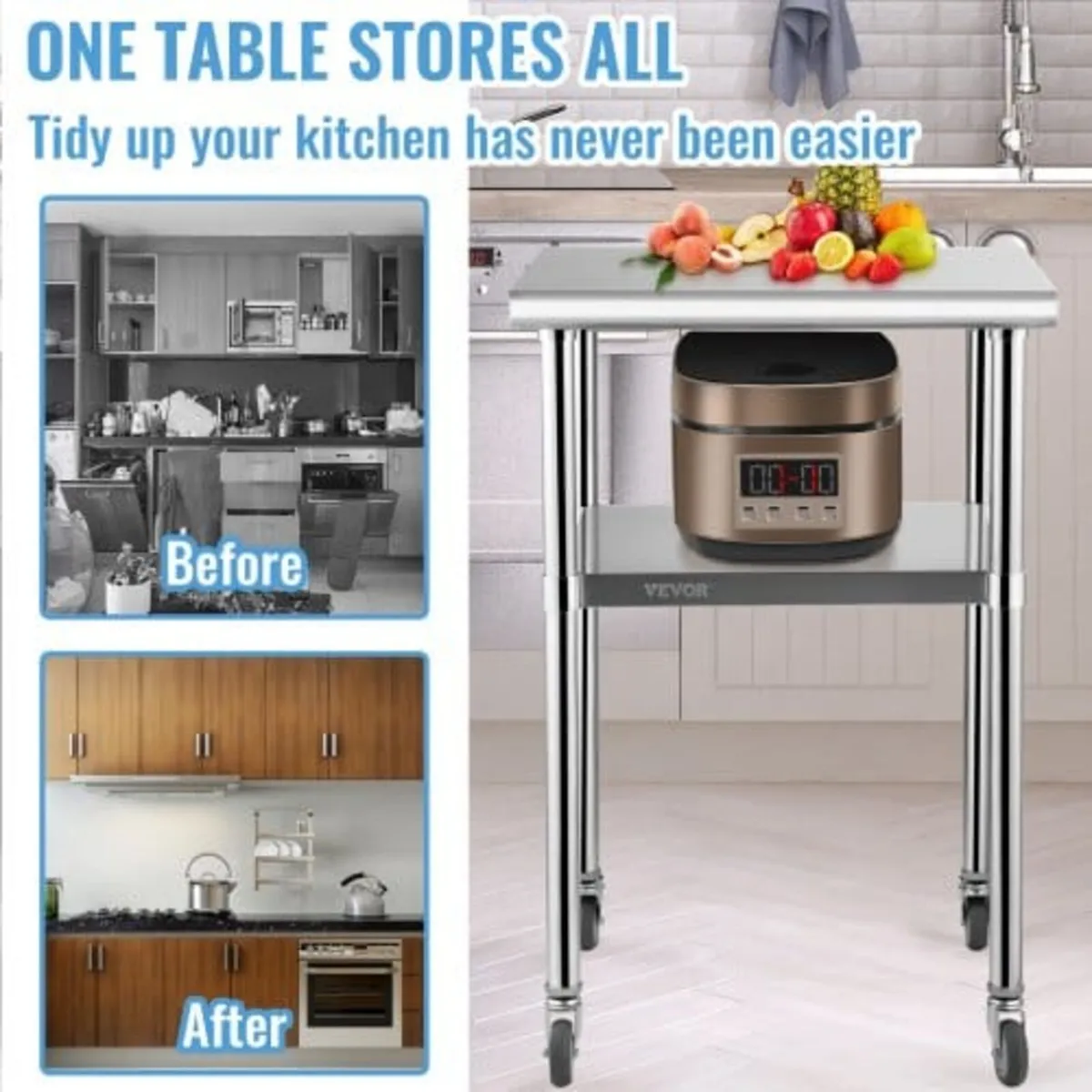Stainless Steel Prep Table, 61 x 61 x 91 cm, 272 k - Image 4