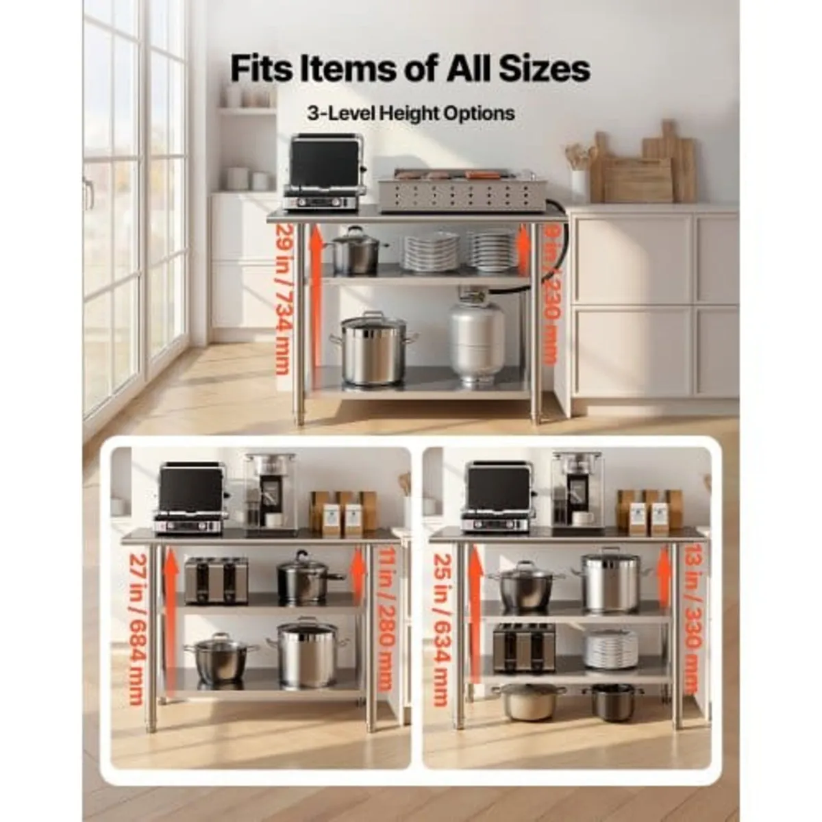 Stainless Steel Work Table, 61x122 cm Food Prep Ta - Image 3