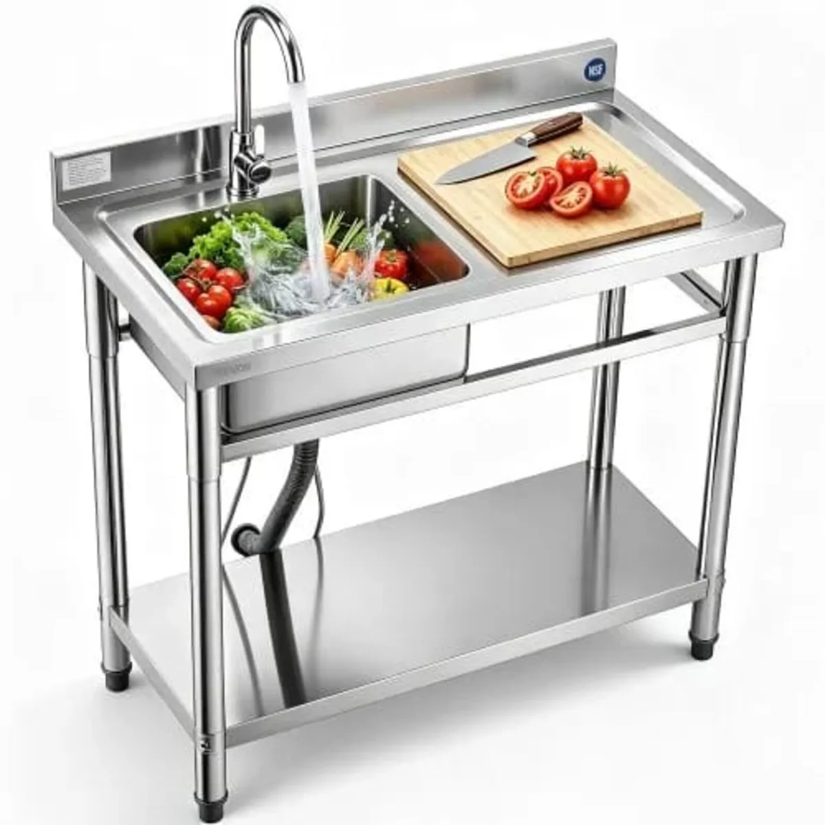 Stainless Steel Utility Sink, Free Standing Single - Image 1