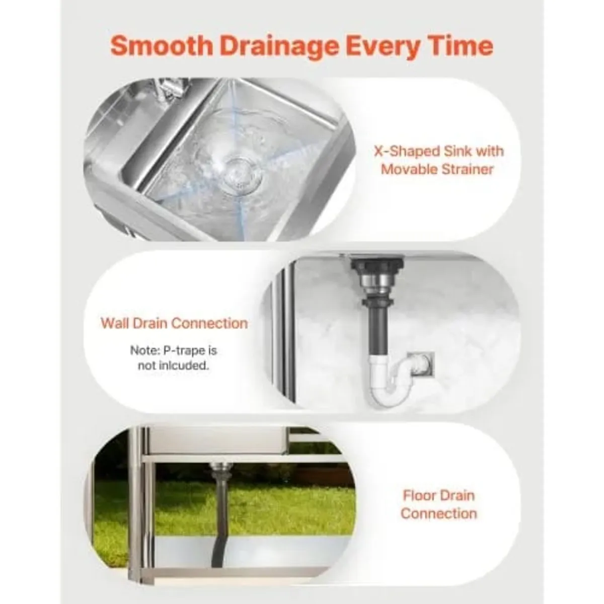 Stainless Steel Utility Sink, Free Standing Single - Image 2
