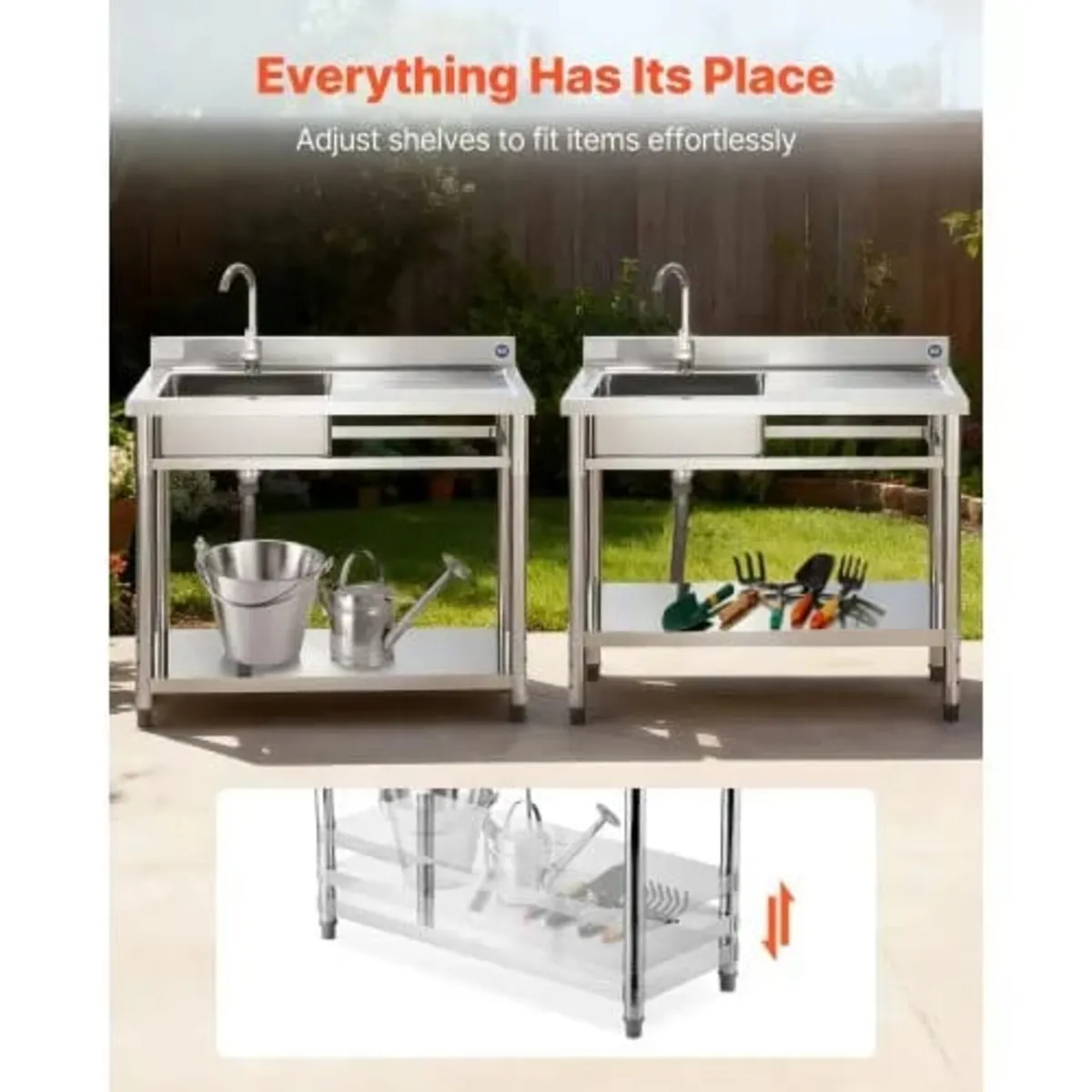 Stainless Steel Utility Sink, Free Standing Single - Image 3